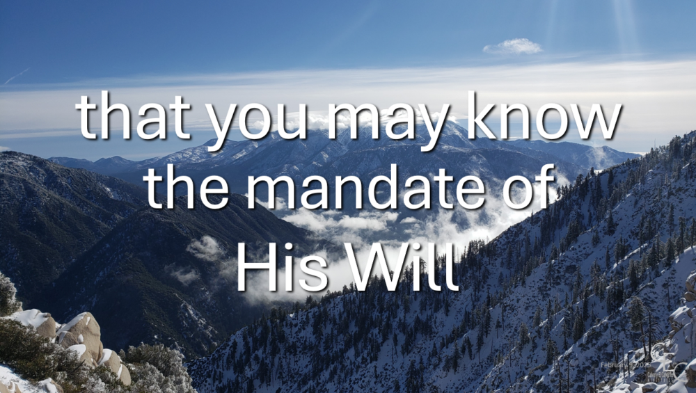 ... the mandate of His Will